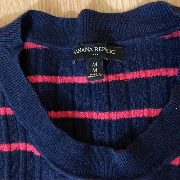 Banana Republic navy blue shirt with pink stripes - Picture 3 of 5